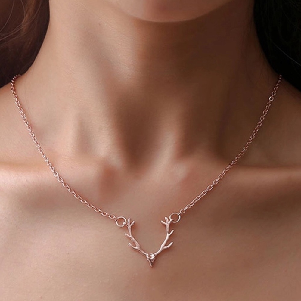 Rose Gold Deer Antler Necklace